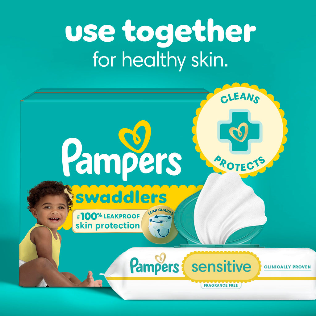 Pampers Sensitive Baby Wipes, Unscented, Fragrance Free, Clinically Proven, Water Based, Hypoallergenic, Multi-Use, Hand Wipes, 1008 Wipes Total (18X Flip-Top Packs) Jansha Store