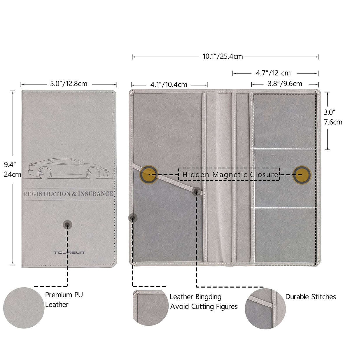 TOURSUIT Car Registration and Insurance Card Holder, Marble Black Jansha Store