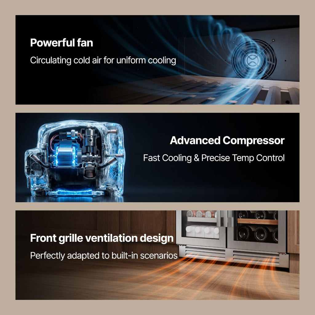 Ca'Lefort 24'' Beverage Refrigerator, 180 Can Beverage Fridge Under Counter Jansha Store