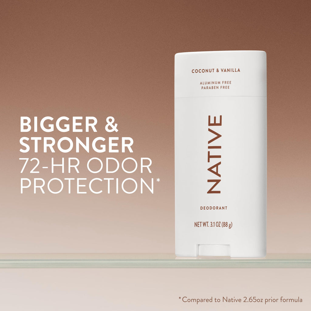 Native Aluminum Free Deodorant, Vanilla & Sandalwood, Large Size Stick, 72 Hour Odor Control, for Women & Men, Contains Naturally Derived Ingredients, 3.1 oz Jansha Store
