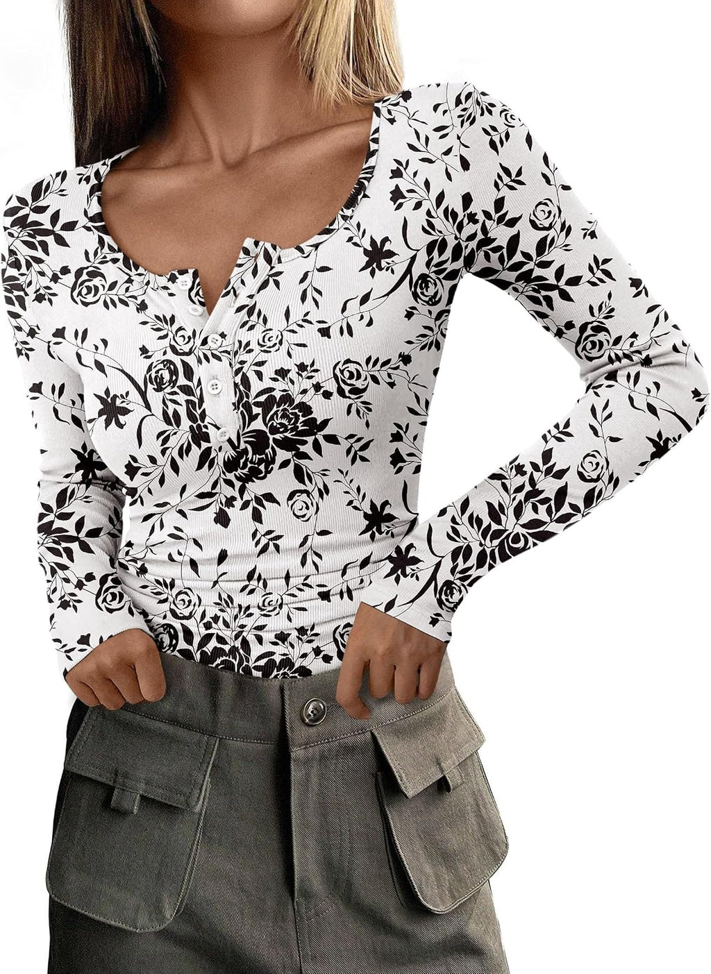 PRETTYGARDEN Women's Fall Long Sleeve Henley T Shirts Jansha Store