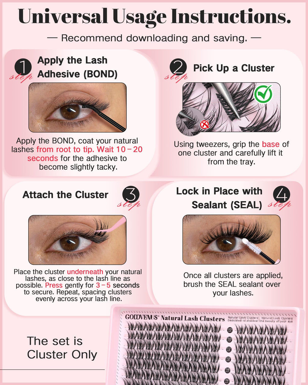 Brown Lash Clusters Natural For Soft Glam 300Pcs Wispy Lashes Cluster Eyelash Cluster Extensions C Curve Individual Lashes DIY Lash Extension Waterproof & Long - Lasting (10-16mm) Jansha Store