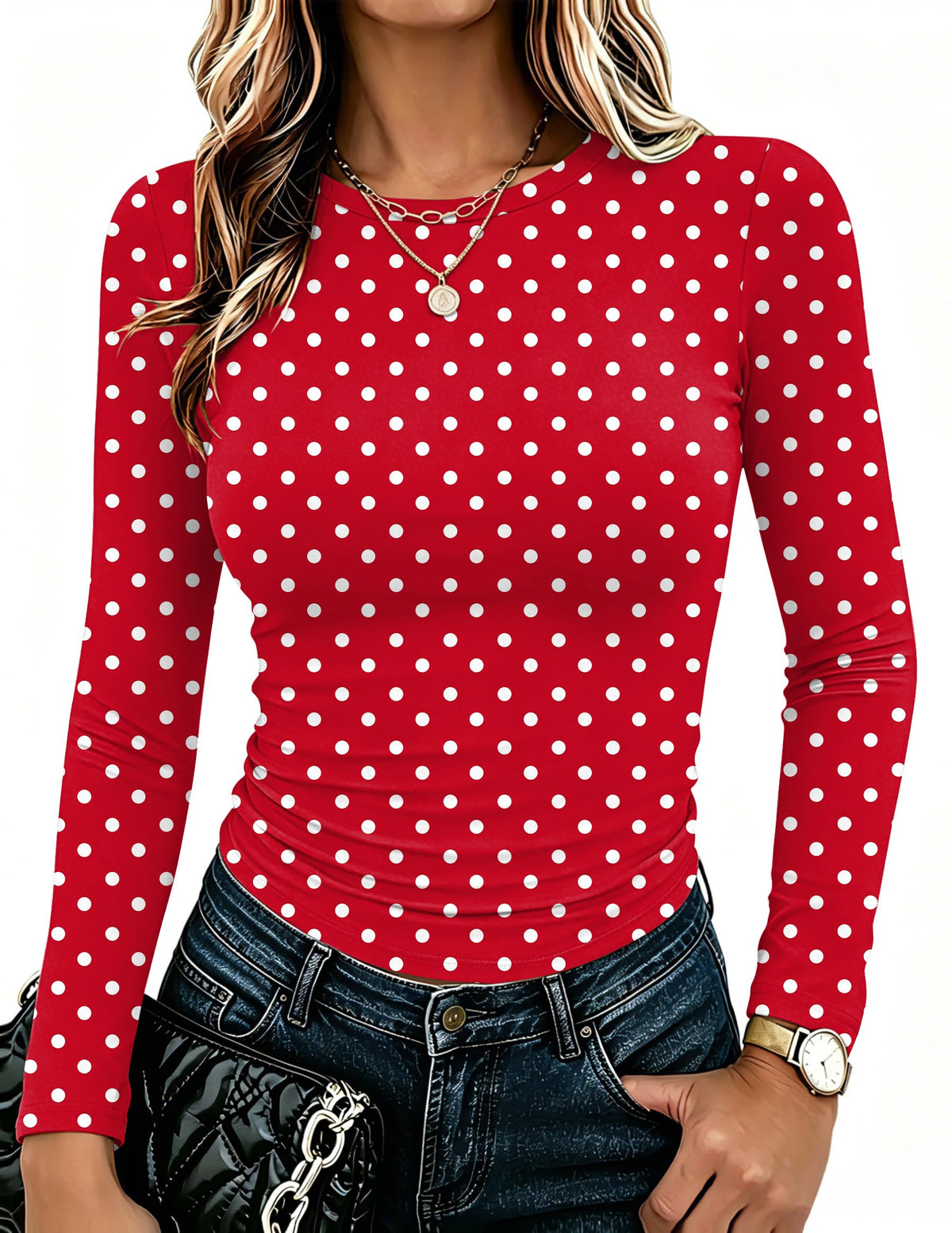 Zeagoo Women Long Sleeve Shirts Slim Fit Going Out Tops Crewneck Basic Tee Jansha Store