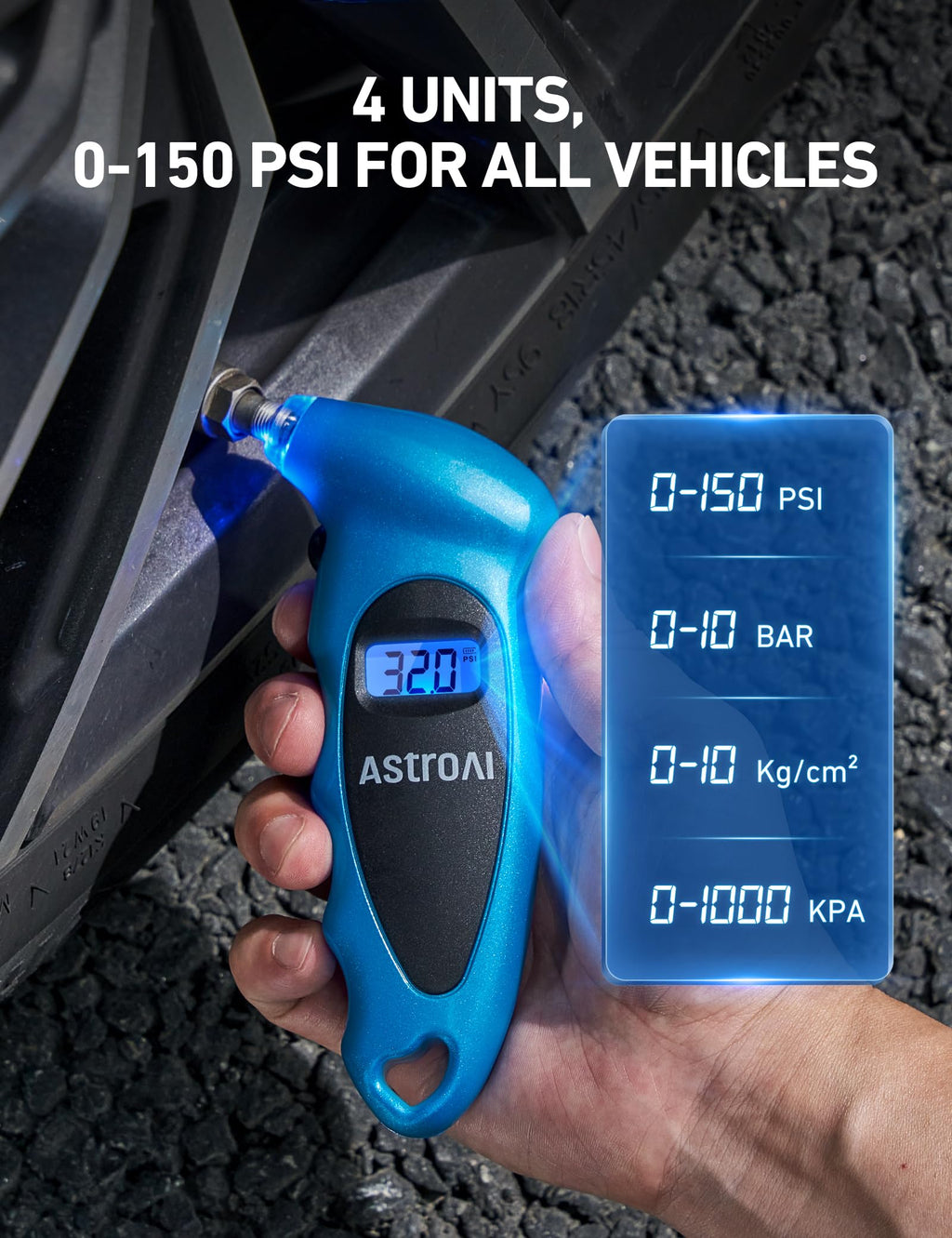 AstroAI Digital Tire Pressure Gauge 150PSI, ±1PSI Accuracy for Car Truck Jansha Store