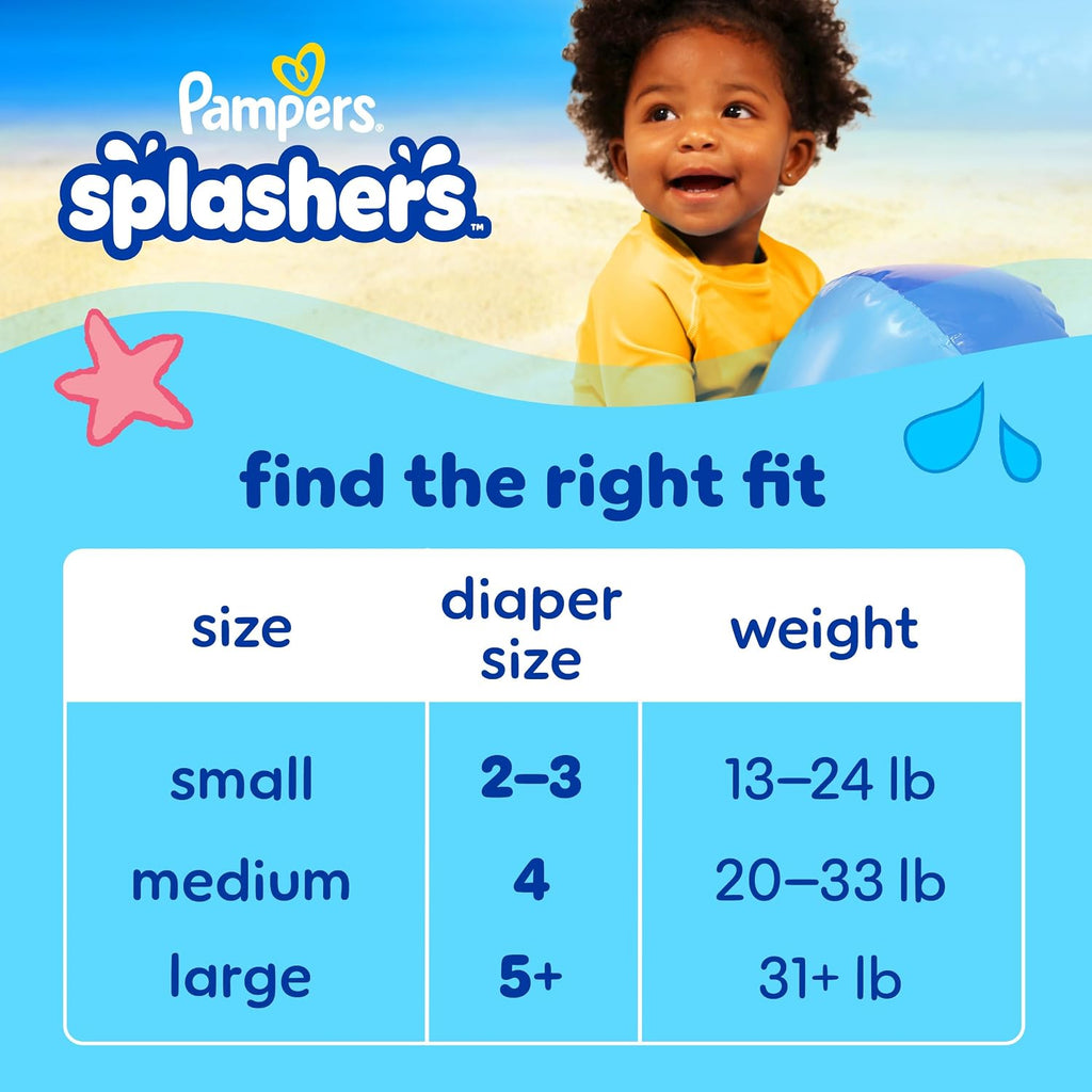Pampers Splashers Swim Diapers, Size 4, 18 Count, Disposable Swim Diapers, Contains Mess, No Swell Jansha Store