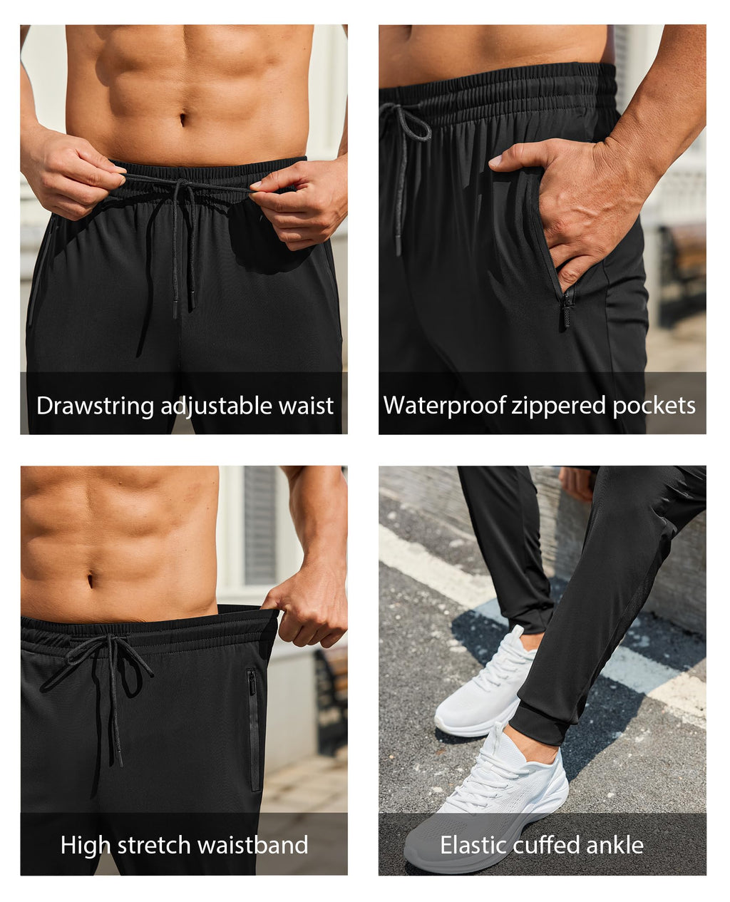 Mens Sweatpants with Zipper Pockets Lightweight Athletic Joggers for Workout Running Gym Track Casual Wear Jansha Store