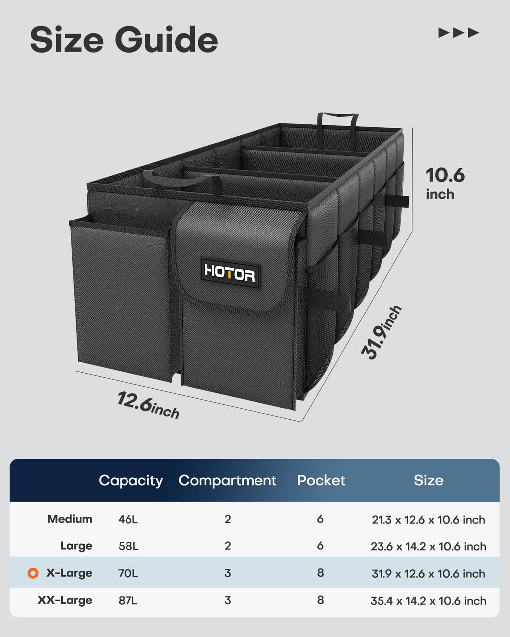 HOTOR Trunk Organizer - Foldable Car Organizer for SUVs & Sedans Storage Jansha Store