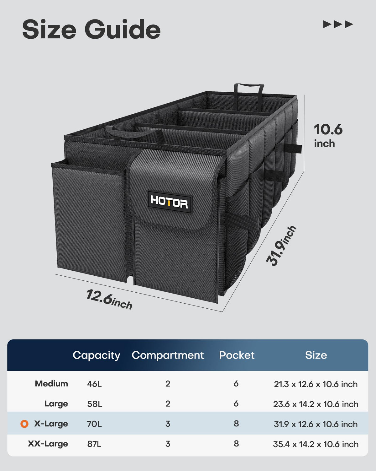 HOTOR Trunk Organizer - Foldable Car Organizer for SUVs & Sedans Storage Jansha Store