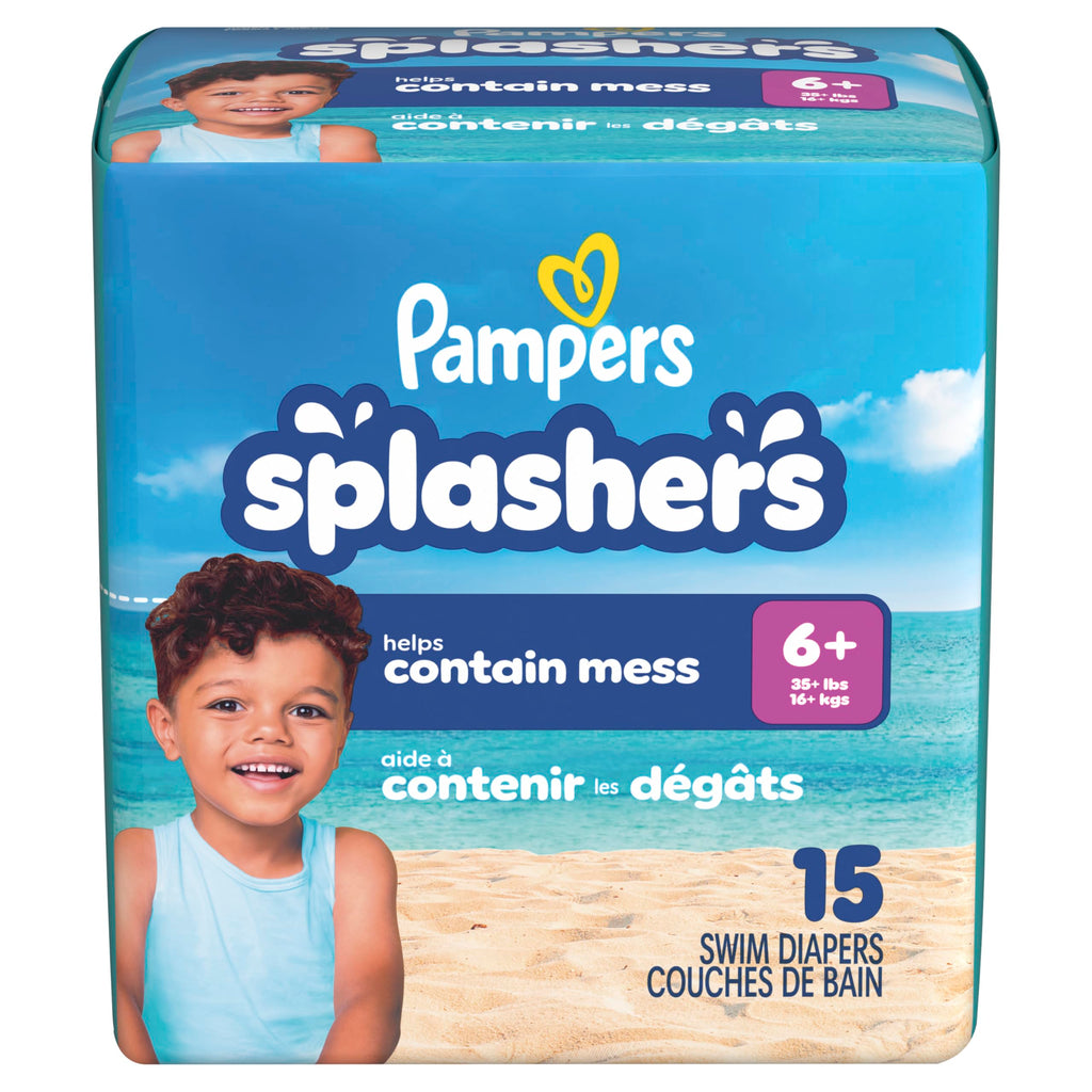 Pampers Splashers Swim Diapers, Size 4, 18 Count, Disposable Swim Diapers, Contains Mess, No Swell Jansha Store