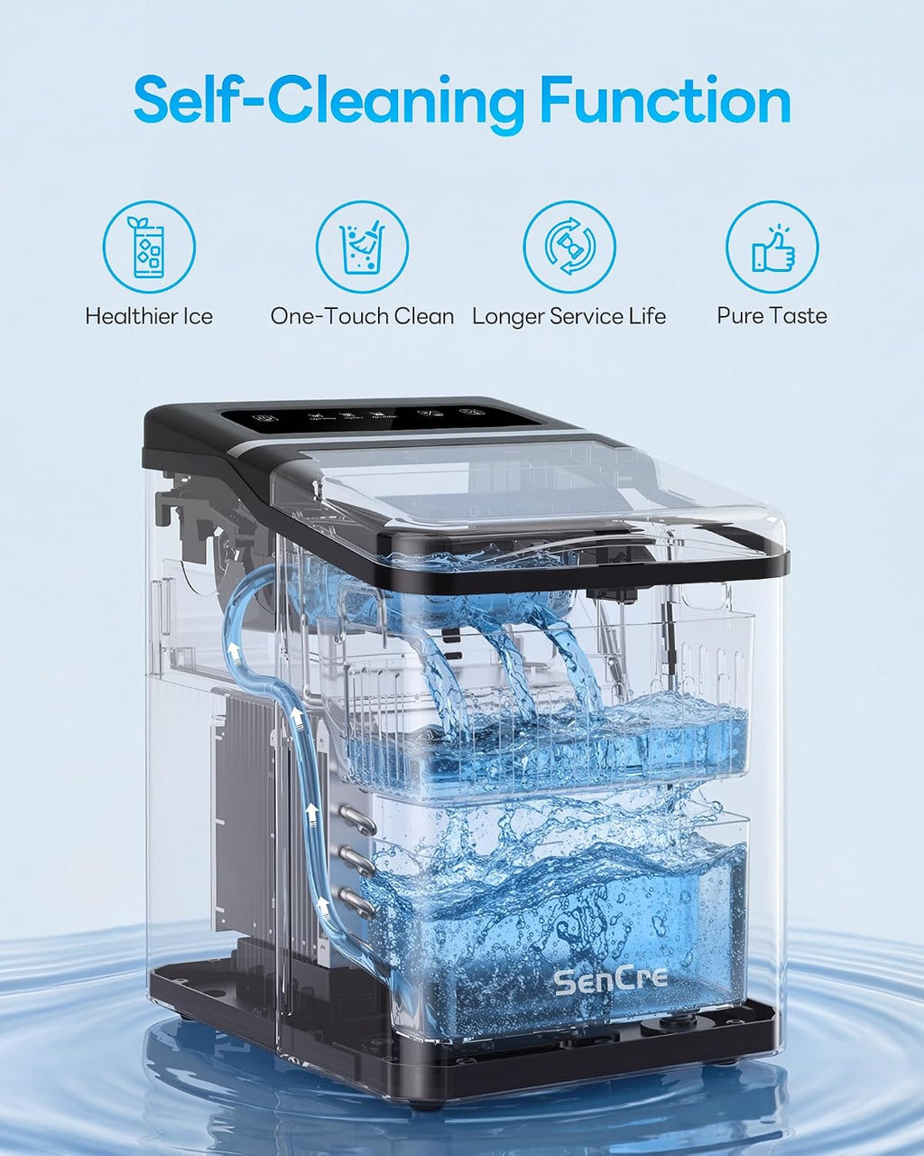 Ice Makers Countertop, 26.5Lbs/24H Ice Machine with 2 Sizes Bullet Ice, 9 Ice Cubes Release in 6 Mins, Self-Cleaning Portable Ice Maker with Ice Scoop and Basket for Home Kitchen Office Bar RV Jansha Store