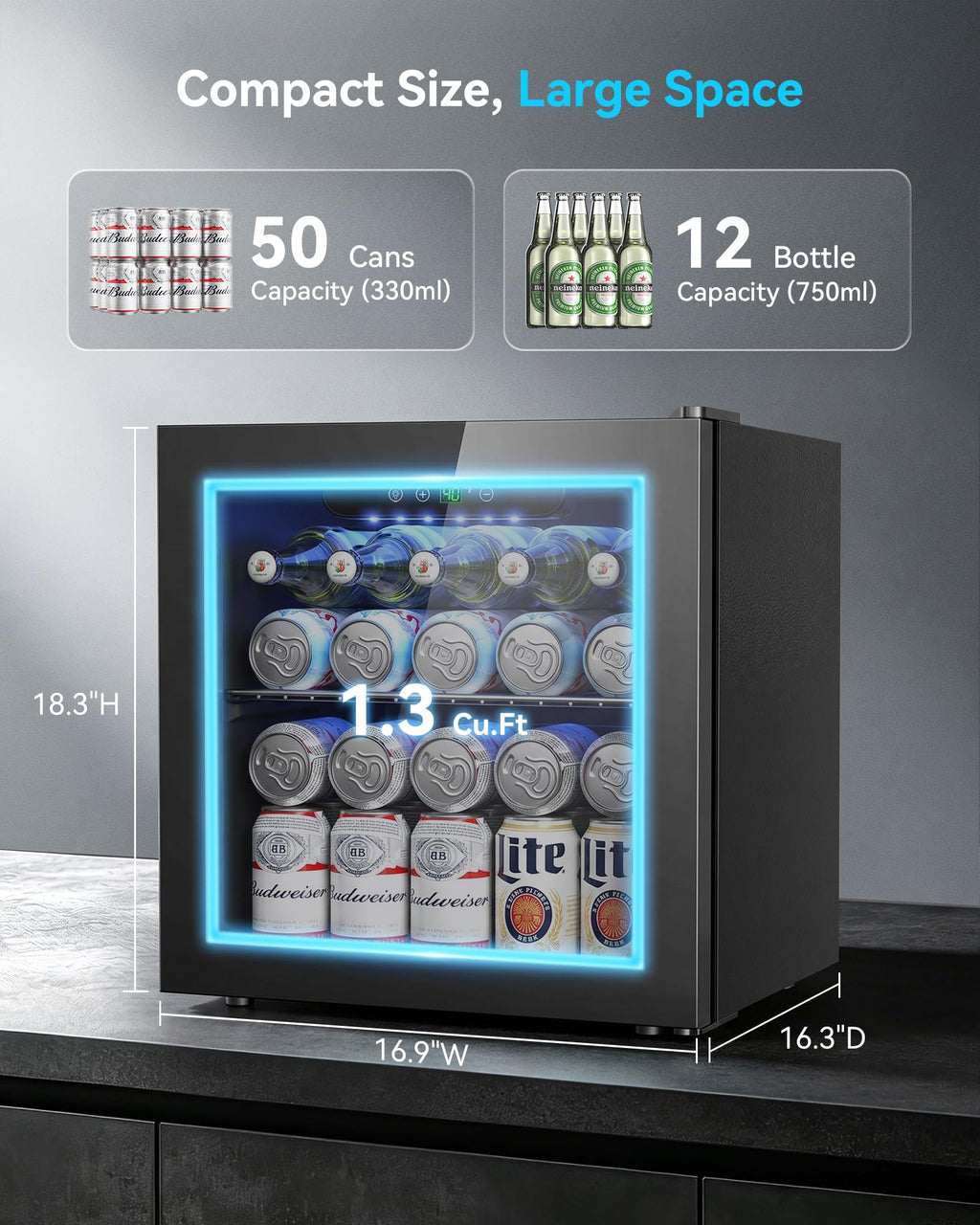 Feelfunn 24 Can Beverage Refrigerator, Mini Fridge, Black Jansha Store