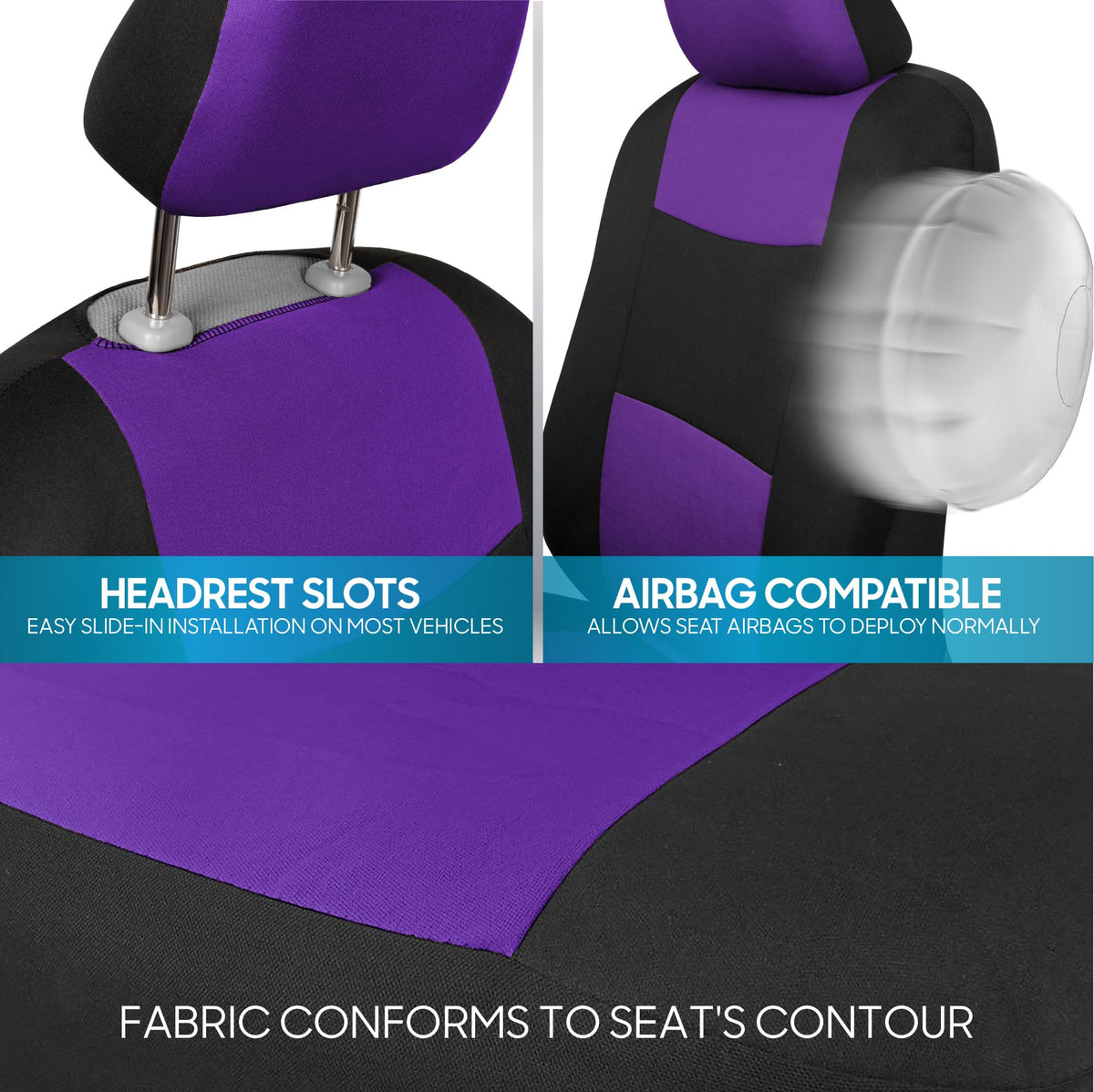 BDK PolyPro Car Seat Covers Full Set in Solid Black, Front and Rear Split Bench Seat Covers for Cars, Easy to Install Car Seats Cover Set and Accessories for Auto Trucks Van SUV - Solid Black Jansha Store