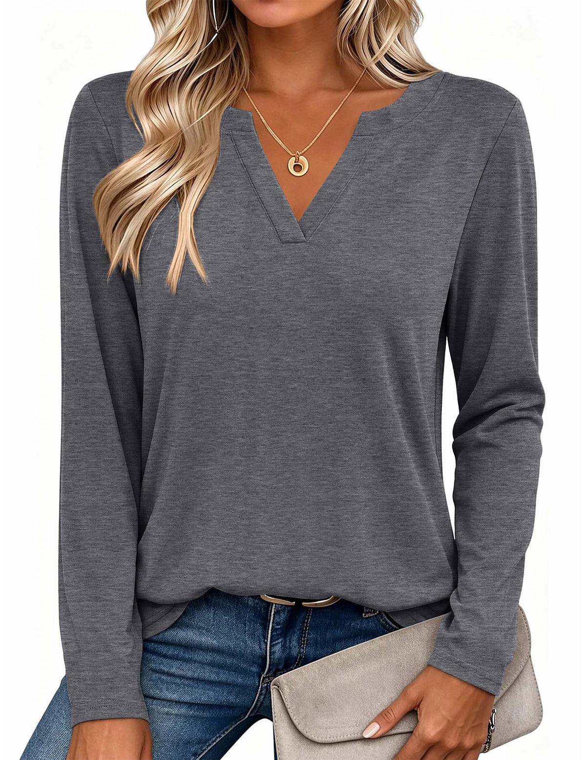 Zeagoo Womens Tops Long Sleeve V Neck Tee Shirts Cute Dressy Casual Jansha Store