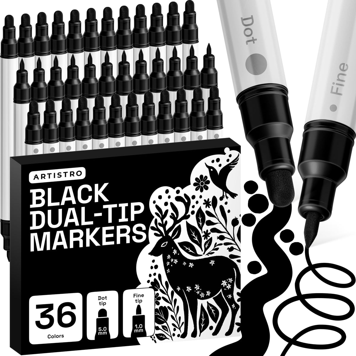 ARTISTRO 36 Multicolor Dual-Tip Acrylic Paint Marker Pens Jansha Store