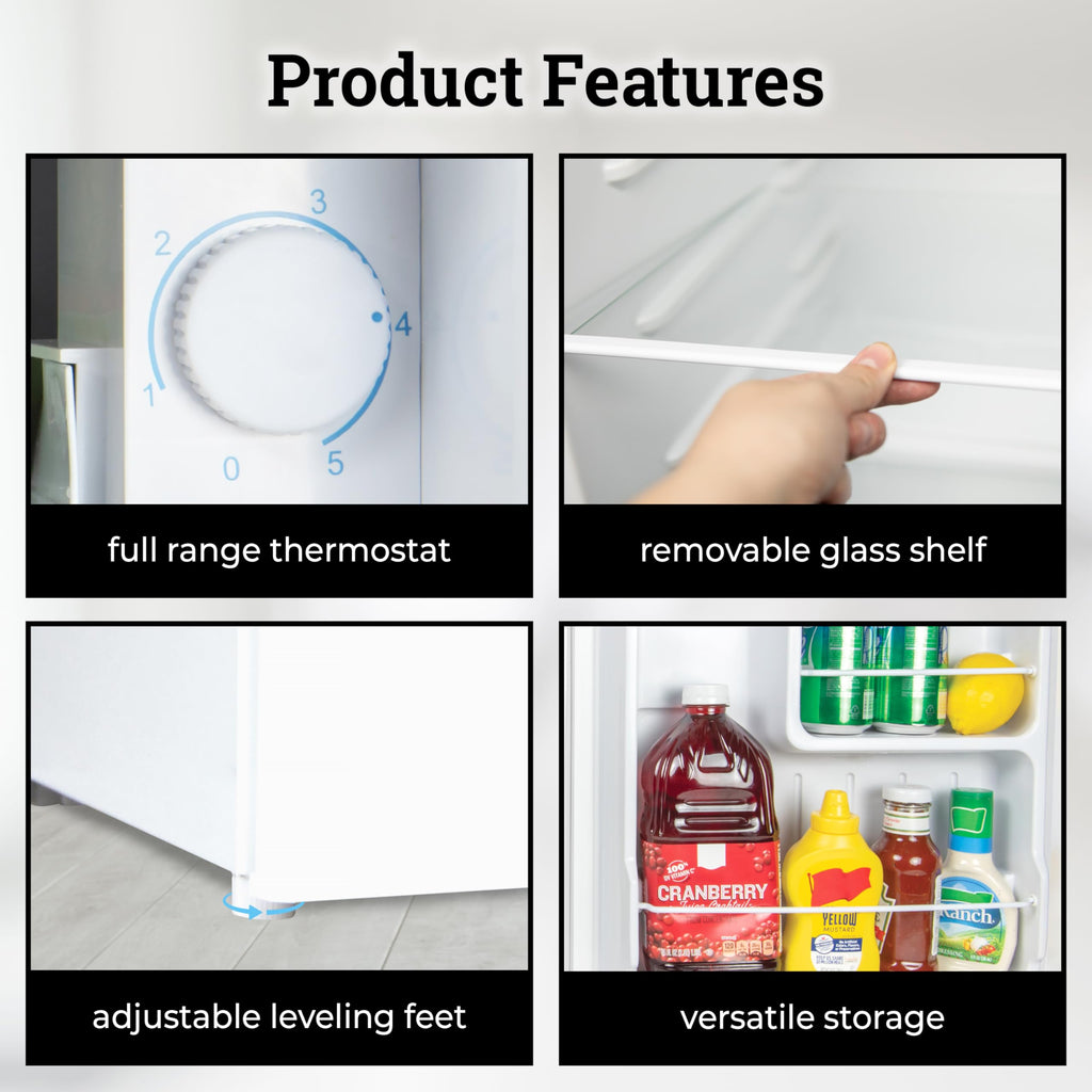 Igloo 3.2 Cu.Ft. Mini Fridge with Freezer - Single Door Compact Refrigerator with Glass Shelves for Homes, Dorms & Offices- Keep Snacks, Drinks & Frozen Foods Cool with Temperature Control Mini Fridge Jansha Store