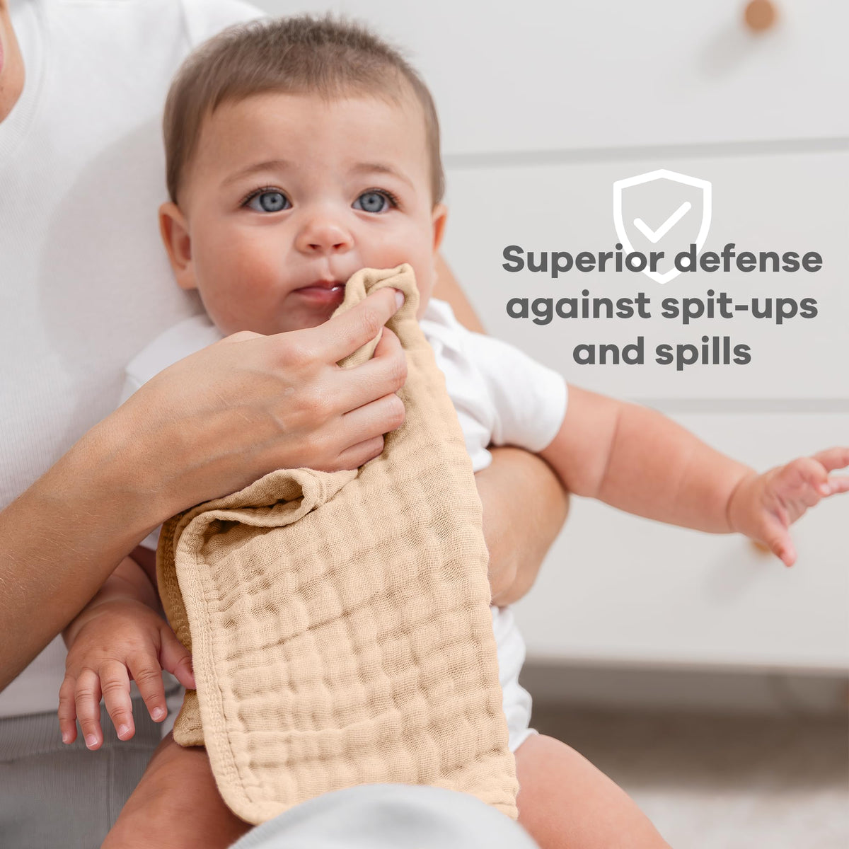 Comfy Cubs Muslin Burp Cloths 20x10" 6 Pack, Baby Burp Cloths - Cream Jansha Store