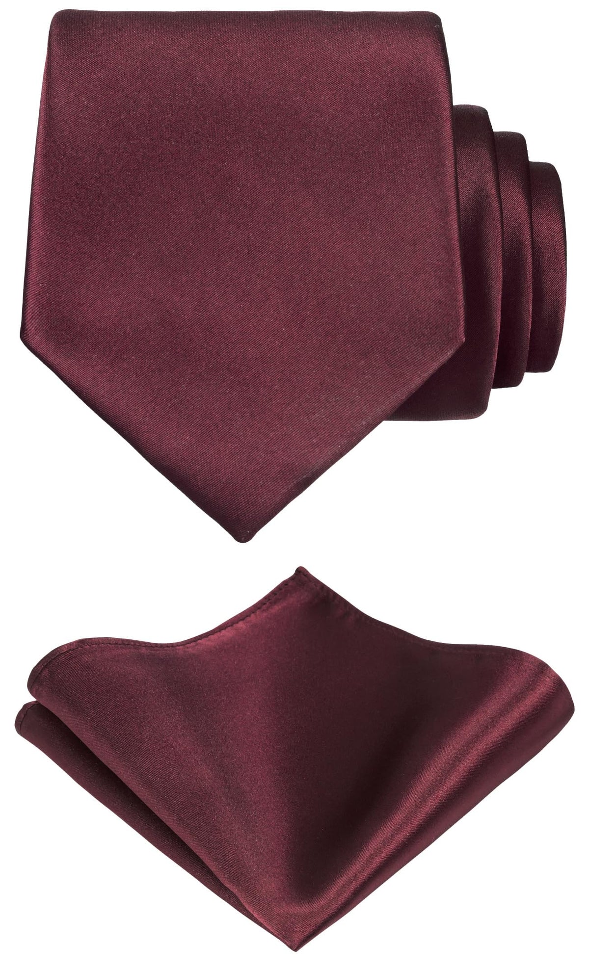 TIE G Solid Satin Woven dyed Color Formal Black Necktie and Pocket Square Sets in Gift Box Jansha Store