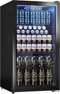 130 Can Beverage Refrigerator, 3.2 Cu.ft Fridge, Glass Door Jansha Store
