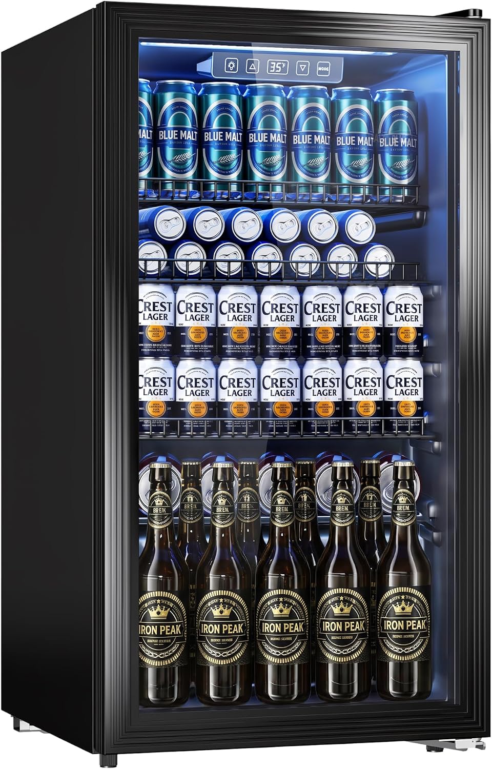 130 Can Beverage Refrigerator, 3.2 Cu.ft Fridge, Glass Door Jansha Store