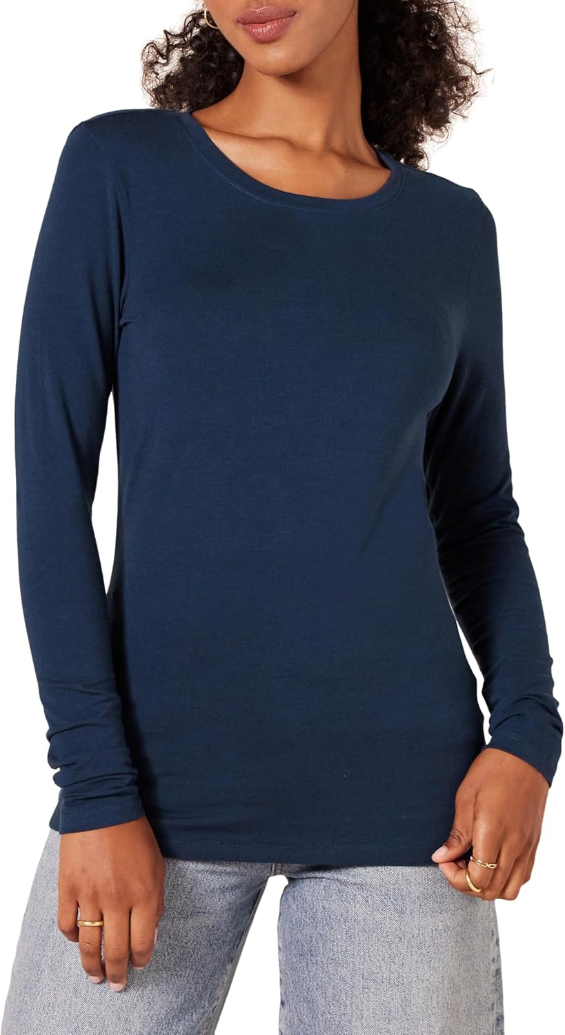 Amazon Essentials Women's Regular-Fit Long-Sleeve Crewneck T-Shirt Jansha Store