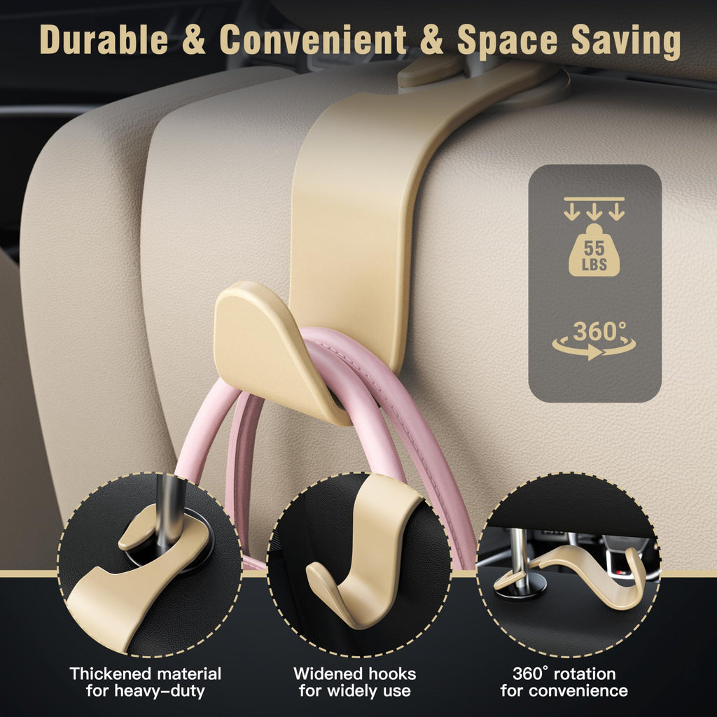 4-Pack Car Headrest Hooks Holds 55lbs Seat Storage Organizer for Bags Jansha Store