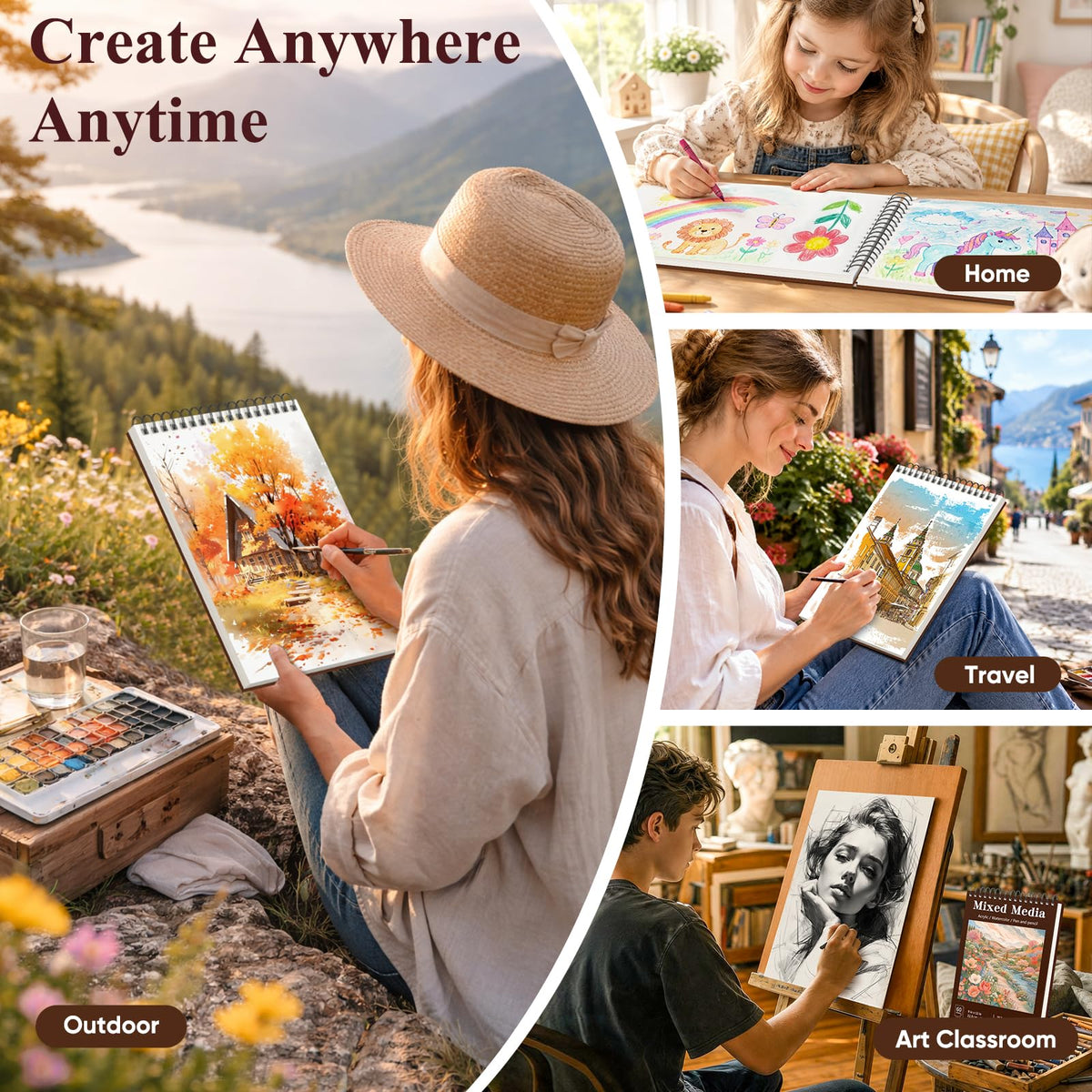 Soucolor Sketch Book 9" x 12", 100 Sheets Kids Art Sketchbook Drawing Pad Jansha Store