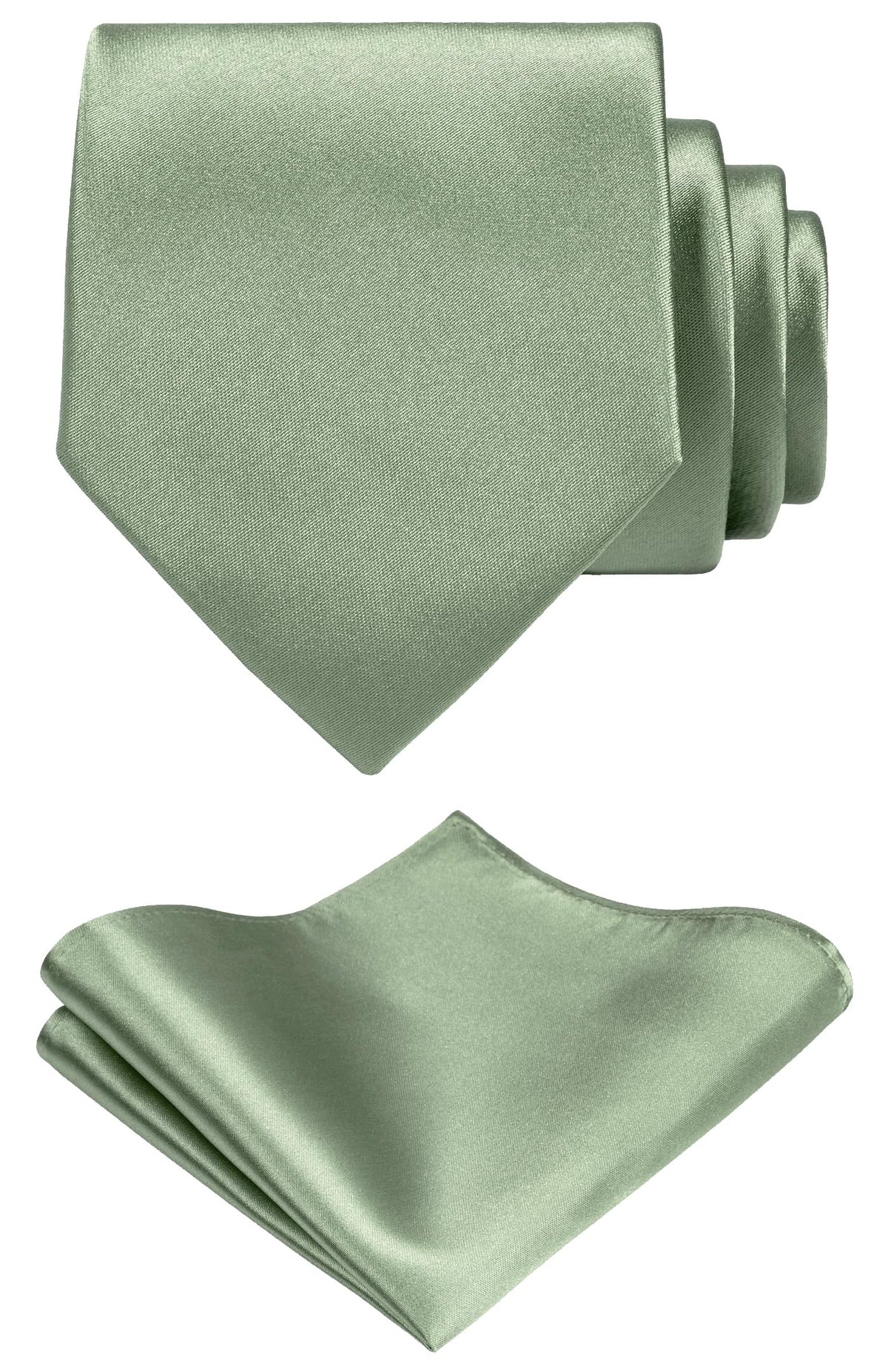 TIE G Solid Satin Woven dyed Color Formal Black Necktie and Pocket Square Sets in Gift Box Jansha Store