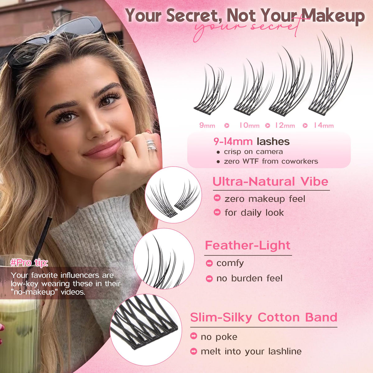 Brown Lash Clusters Natural For Soft Glam 300Pcs Wispy Lashes Cluster Eyelash Cluster Extensions C Curve Individual Lashes DIY Lash Extension Waterproof & Long - Lasting (10-16mm) Jansha Store