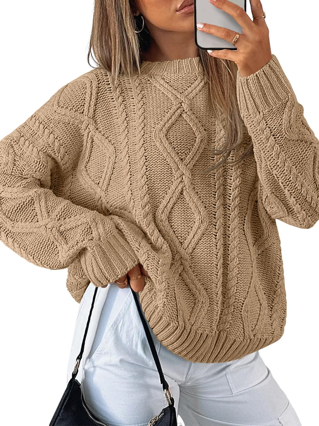 Trendy Queen Women's Oversized Cable Knit Sweaters 2026 Fall Outfits Jansha Store