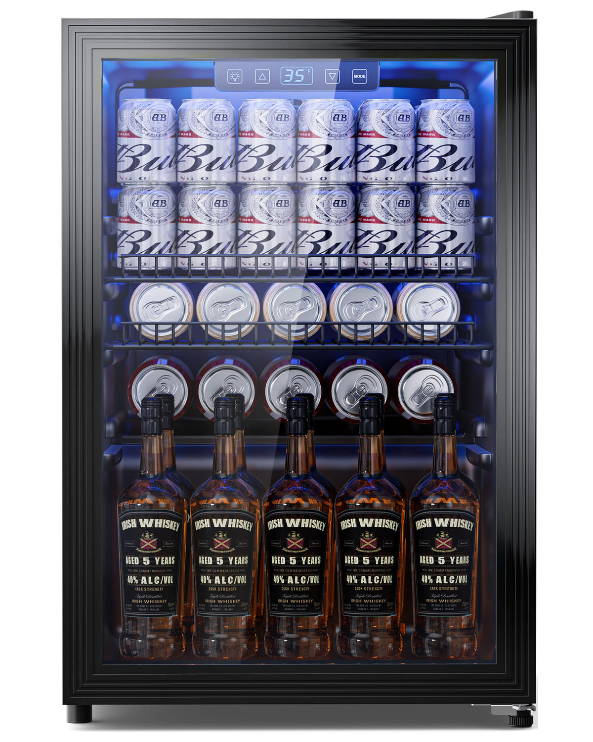 3.2 Cuft Beverage Fridge, 130 Can Mini Fridge With Glass Door, Black Jansha Store
