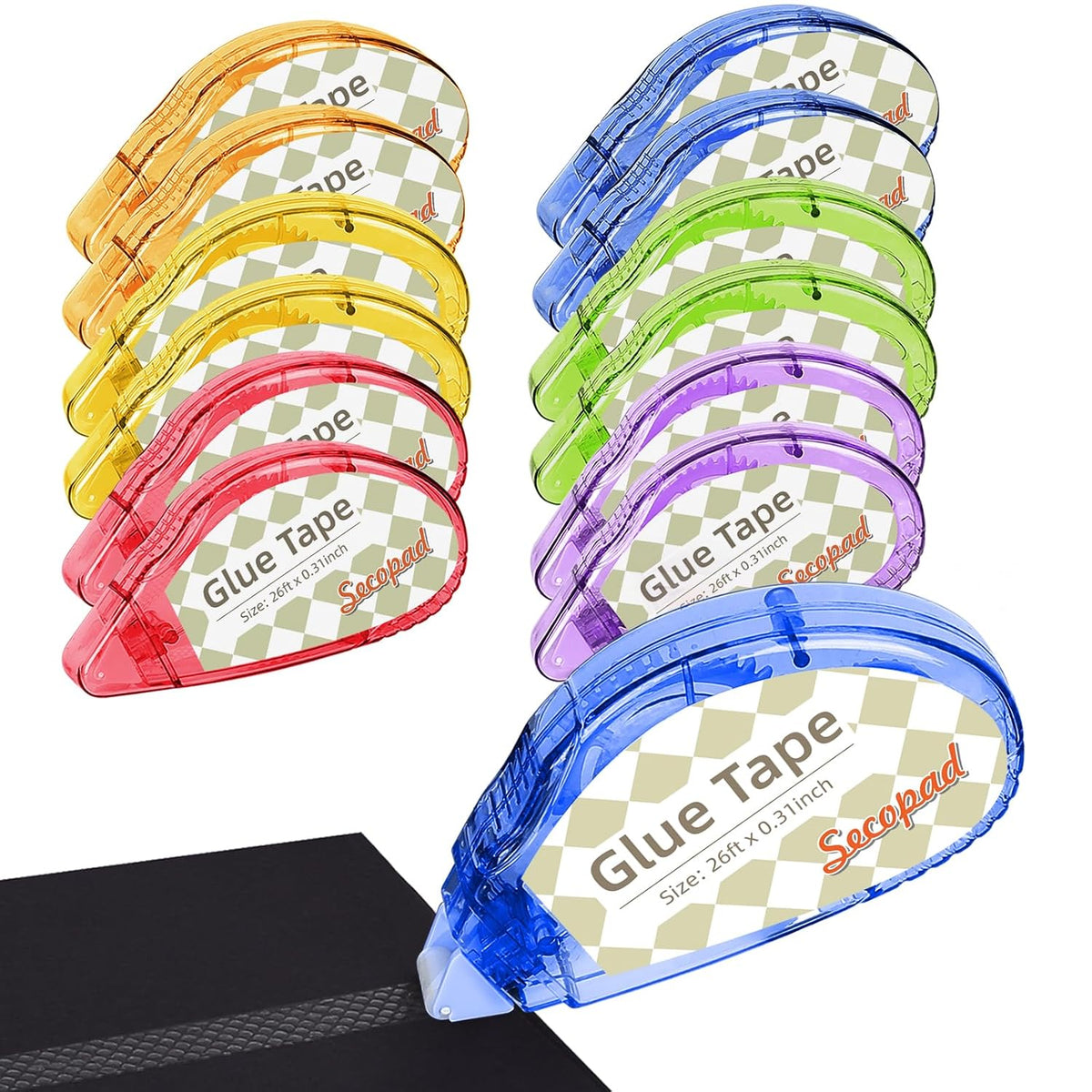 Secopad Scrapbook Tape, Glue Tape for Crafts, 12 Pack, Clear Colored Shell Jansha Store