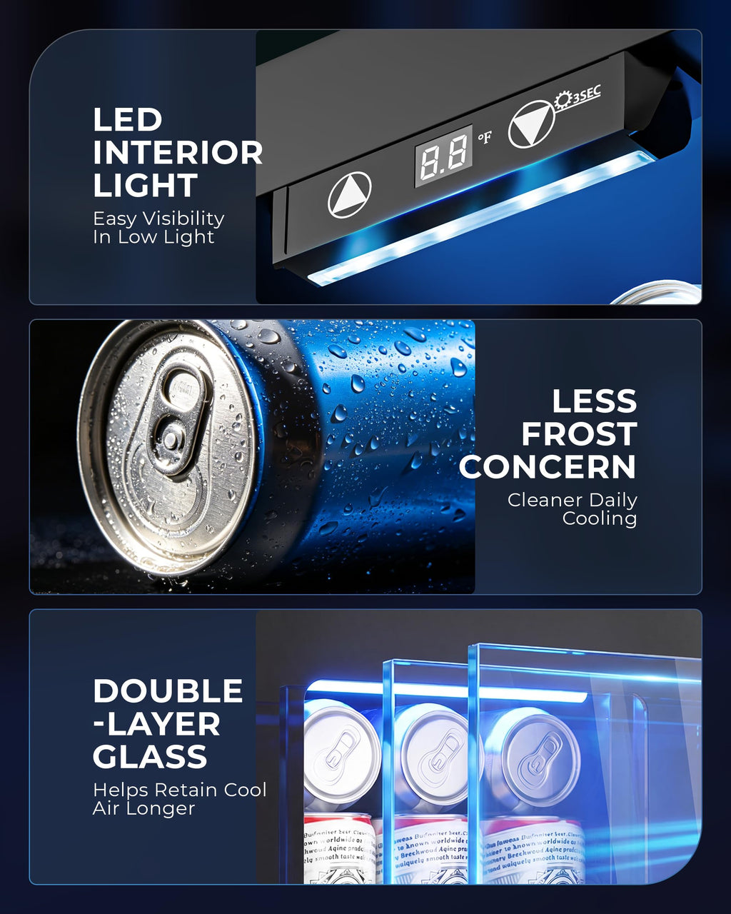 130 Can Beverage Refrigerator, 3.2 Cu.Ft Mini Fridge Beverage Cooler Jansha Store