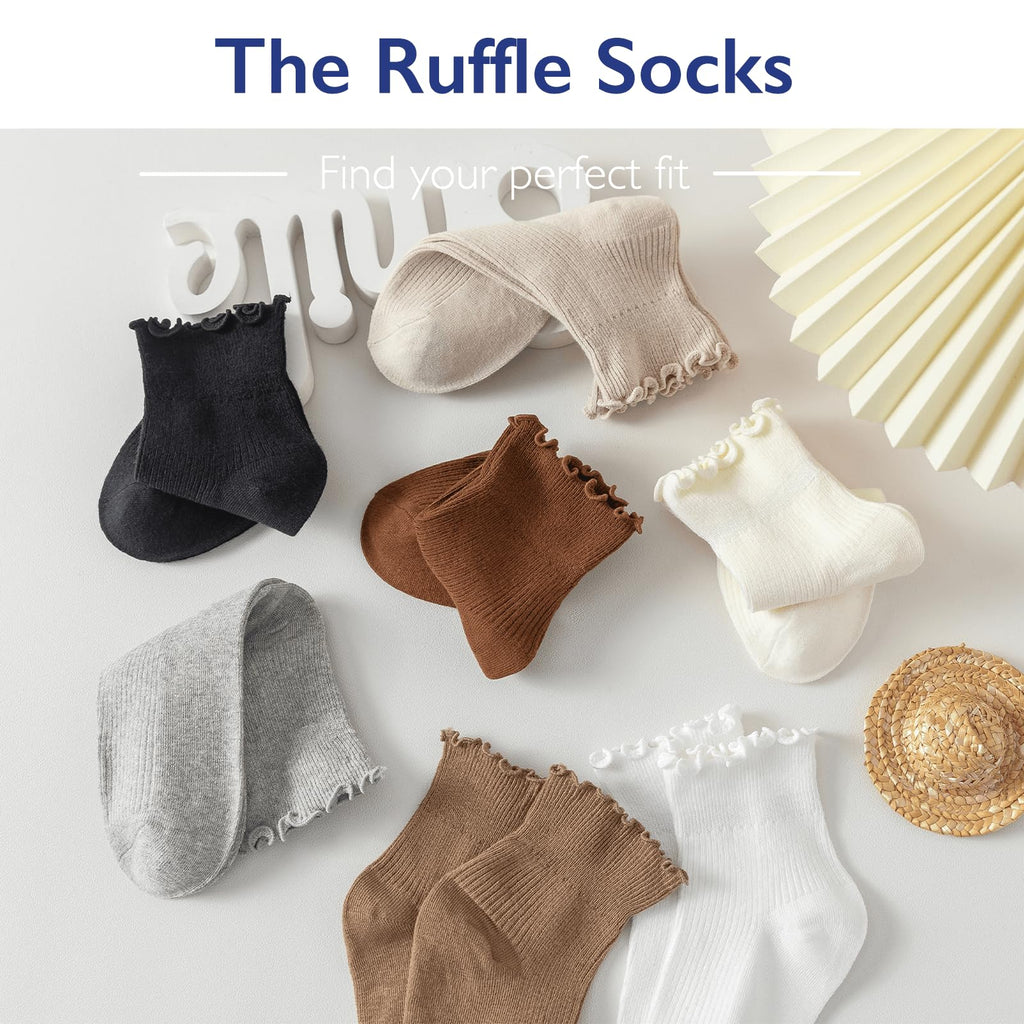 Hstyle 6 Pairs of Ruffle Socks Women, Cute Ruffle Ankle Socks Jansha Store