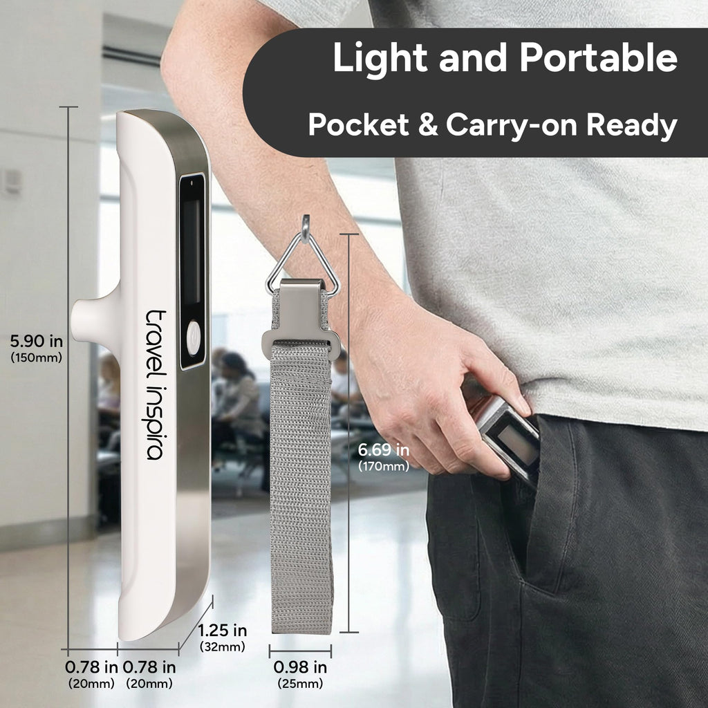 travel inspira Digital Luggage Scale – Portable Hanging Suitcase Weight Scale for Travel, 110 lb Capacity, Backlit LCD Display, Prevents Airport Overweight Fees, Battery Included Jansha Store