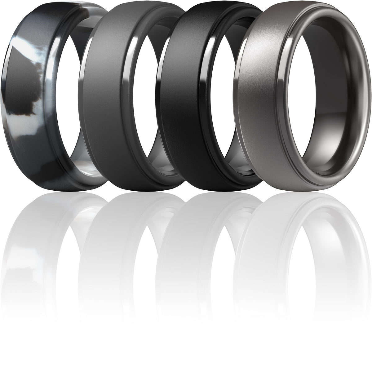 ThunderFit Silicone Rings for Men, Step Edge Rubber Wedding Bands 10mm Wide Jansha Store