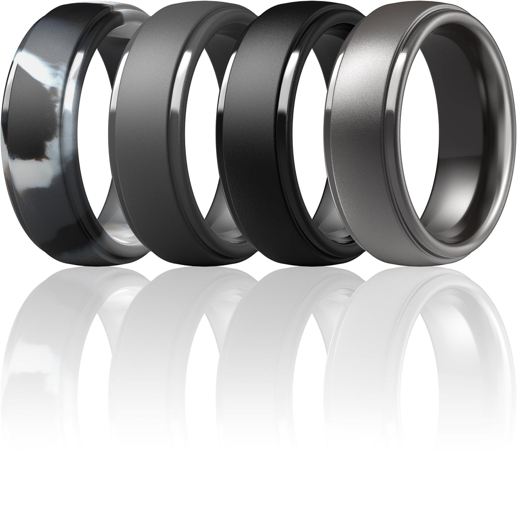 ThunderFit Silicone Rings for Men, Step Edge Rubber Wedding Bands 10mm Wide Jansha Store