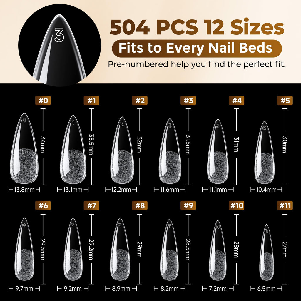 UNA GELLA Short Almond Nail Tips 504PCS Short Fake Nails Soft Press Ons Jansha Store