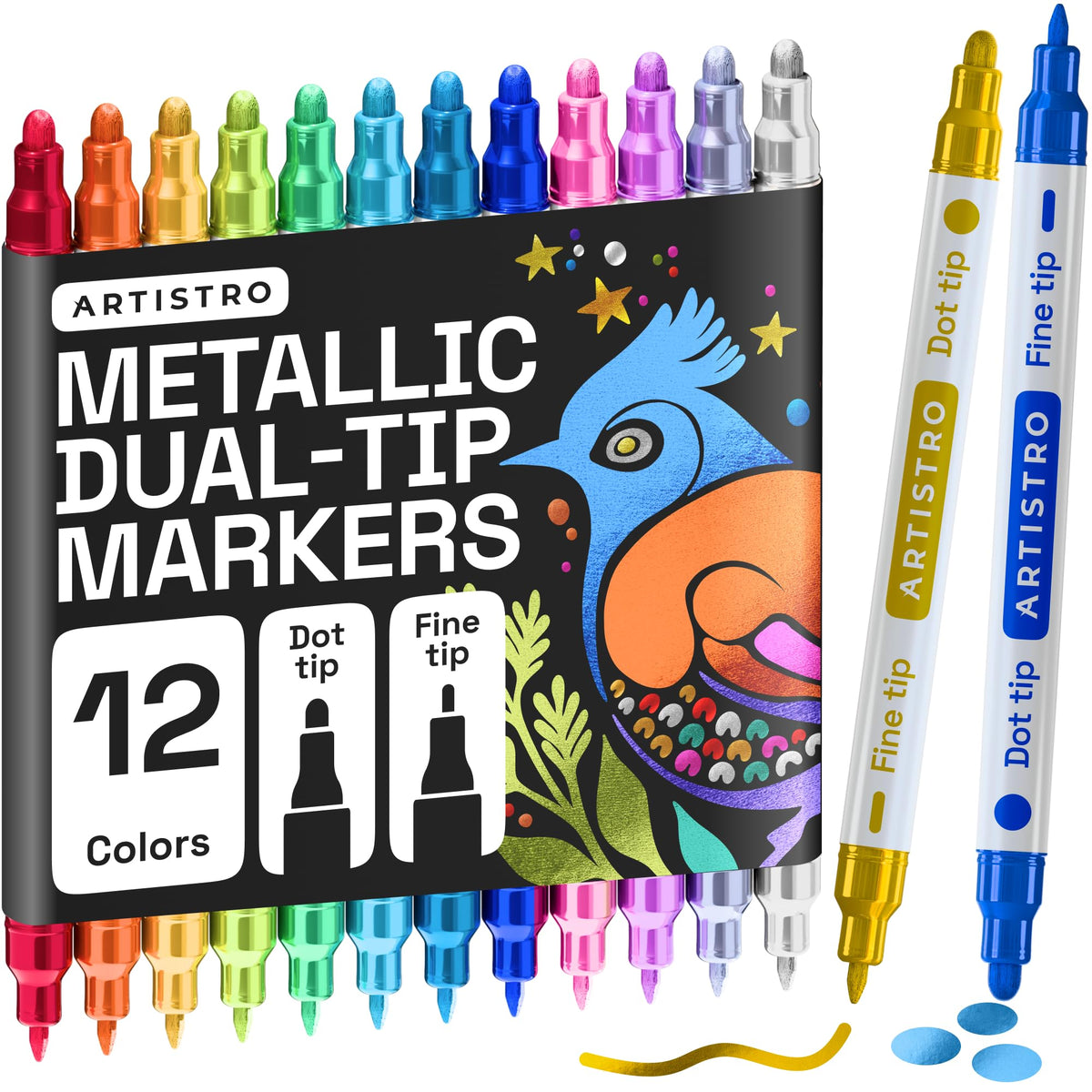 ARTISTRO 36 Multicolor Dual-Tip Acrylic Paint Marker Pens Jansha Store