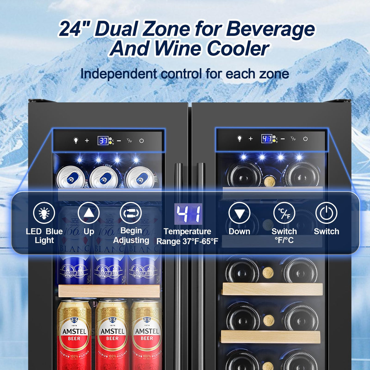 24 Inch Upgraded Dual Zone Wine and Beverage Refrigerator Cooler Jansha Store