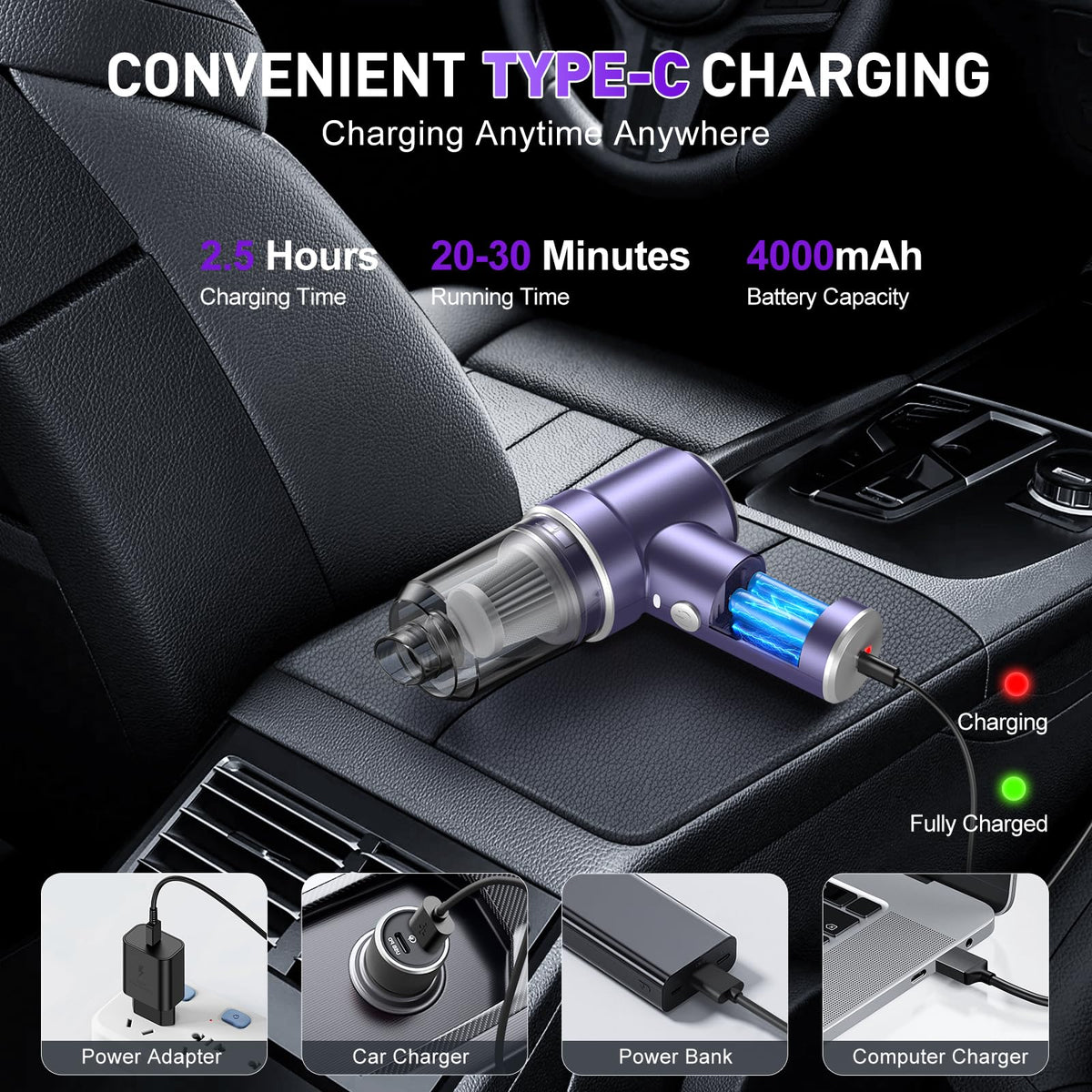 KMM Handheld Car Vacuum Cleaner, Hand Held Vacuum & Air Duster Jansha Store