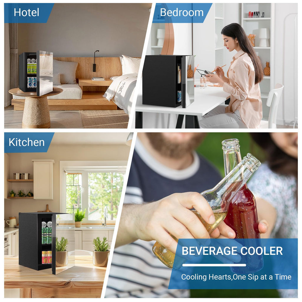 Erivess 24 Can Mini Fridge, 0.6 Cu.ft Beverage Refrigerator Cooler, Black Jansha Store