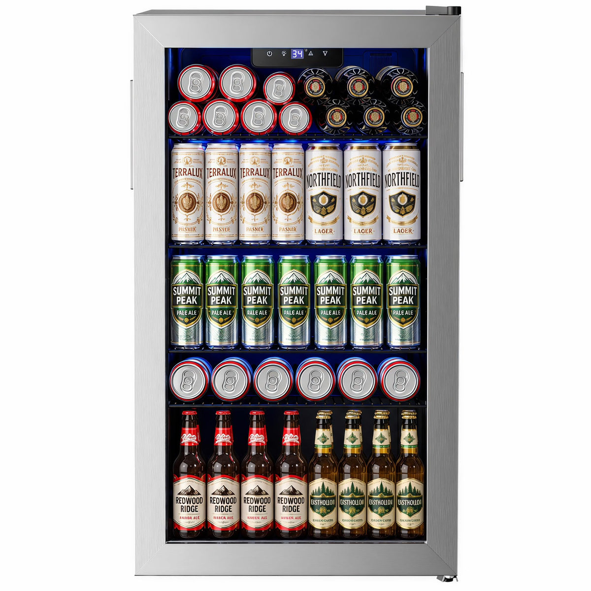 Feelfunn 3.2 Cu. Ft. Beverage Refrigerator, 126-Can Mini Fridge, 34-64°F Jansha Store