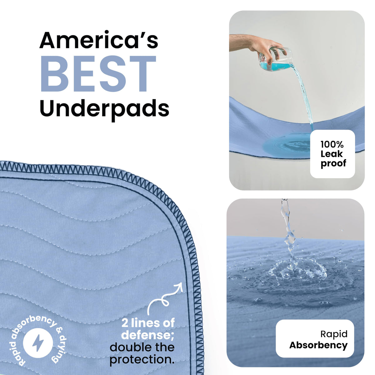 IMPROVIA® Washable Underpads, Heavy Absorbency Reusable Incontinence Pads Jansha Store