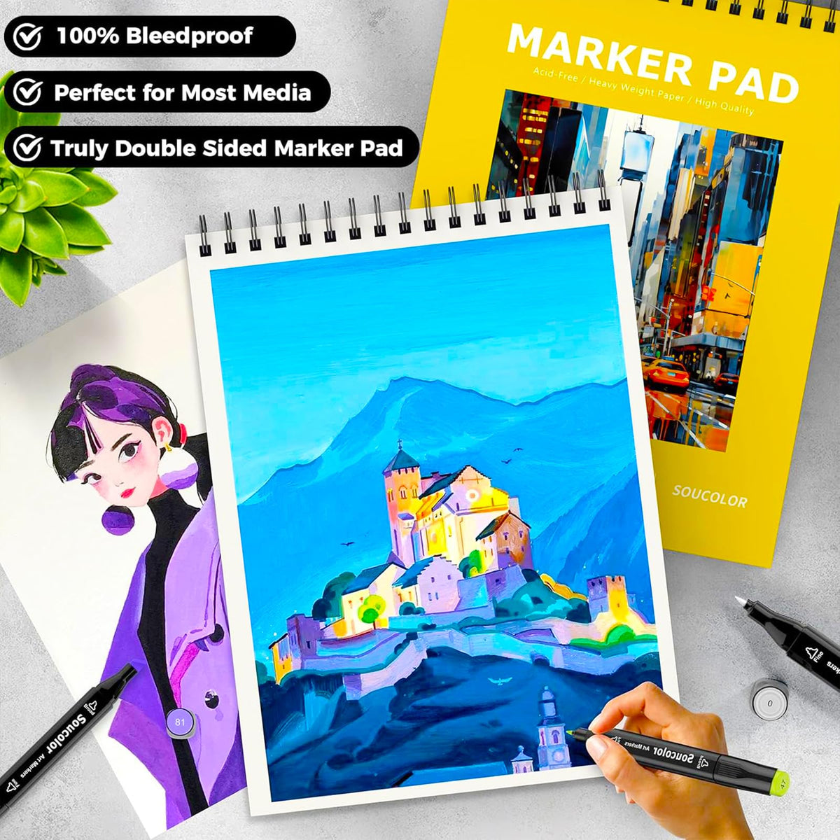 Soucolor Sketch Book 9" x 12", 100 Sheets Kids Art Sketchbook Drawing Pad Jansha Store