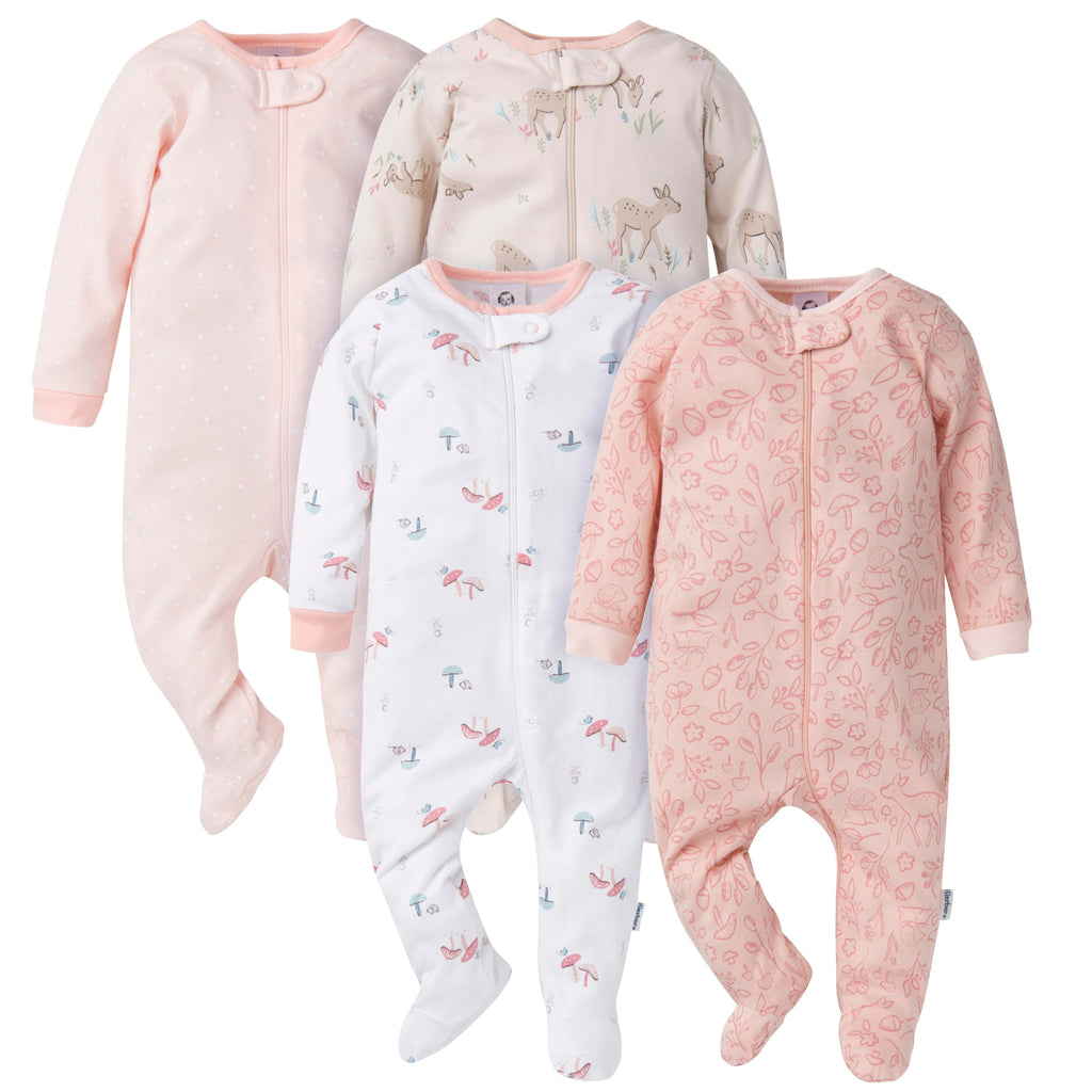 Gerber Baby Girls 4-Pack Sleep 'N Play Footie Jansha Store