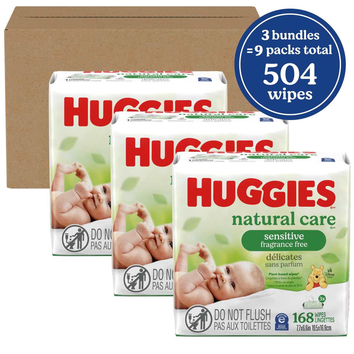 Huggies Natural Care Sensitive Baby Wipes, Unscented, Hypoallergenic, 99% Purified Water, 12 Flip-Top Packs (768 Wipes Total), Packaging May Vary Jansha Store