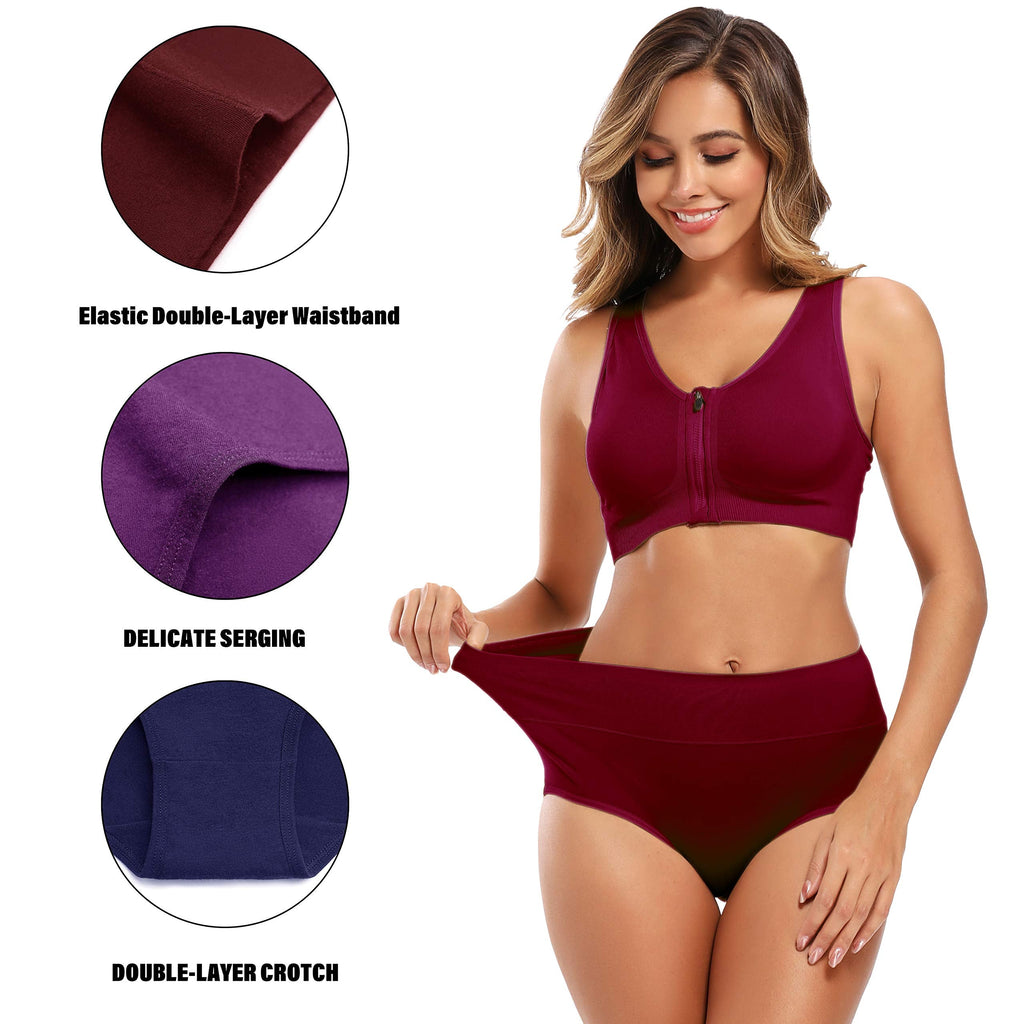 Molasus Women's Cotton Underwear High Waisted Full Coverage Ladies Panties (Regular & Plus Size) Jansha Store