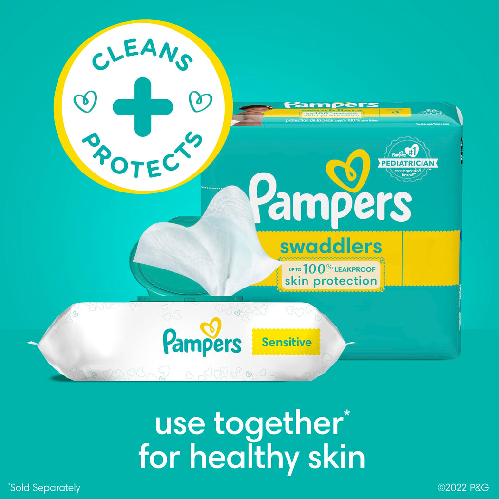 Pampers Sensitive Baby Wipes, Unscented, Fragrance Free, Clinically Proven, Water Based, Hypoallergenic, Multi-Use, Hand Wipes, 1008 Wipes Total (18X Flip-Top Packs) Jansha Store
