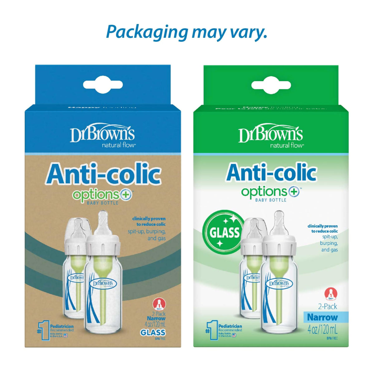 Dr. Brown's Anti-Colic Options+ Narrow Glass Baby Bottle, 8 oz/250 mL, with Level 1 Slow Flow Nipple, BPA-Free, 0m+, 1 Pack Jansha Store