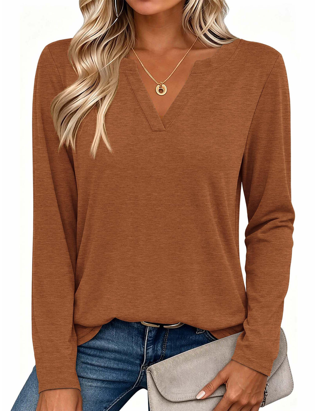 Zeagoo Womens Tops Long Sleeve V Neck Tee Shirts Cute Dressy Casual Jansha Store